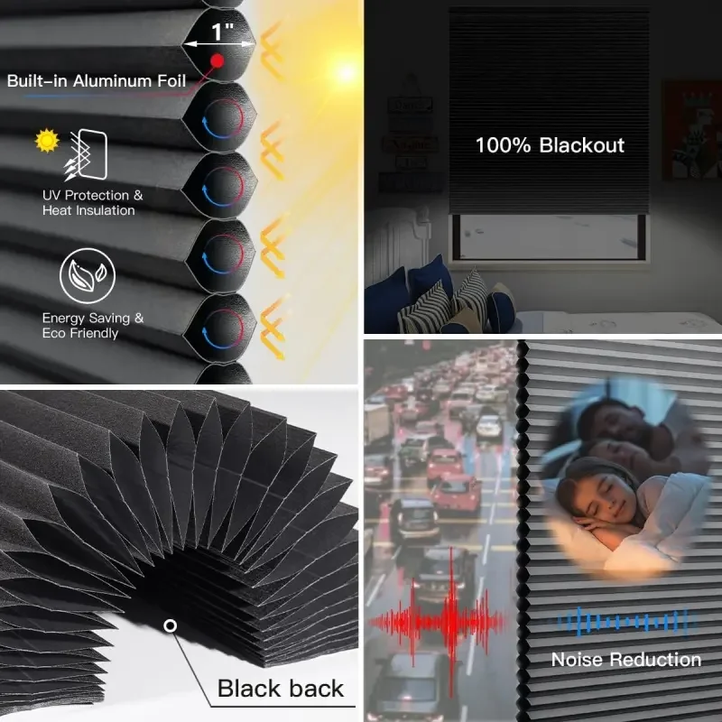 Australia And America Hot Selling Energy Saving Works With Alexa 100% Blackout Motorized Honeycomb Blinds for Window