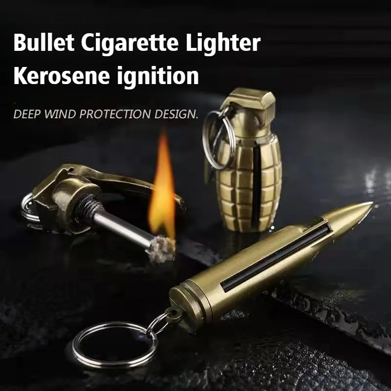 

Match Lighter Metal Keychain Cigar Igniter Windproof Flame 10000 Times Burning Coal Oil Cigarette Lighters & Smoking Accessories