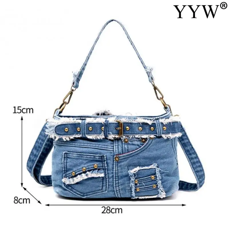 Casual New Fashion Denim Women Bag Lady Handbags Shoulder Messenger Bag Jeans Women Shoulder Bags Women\'S Tote Bag Cowboy Bags