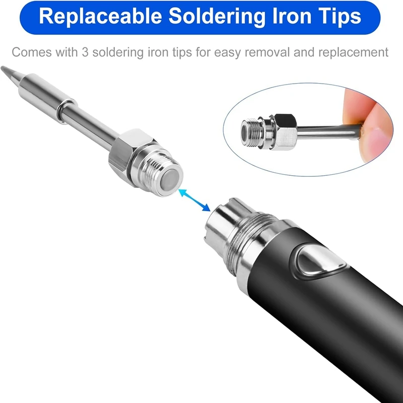 Cordless Soldering Iron Tool Pen Portable USB 5V 8W Electric Powered Kit Rechargeable and Temperature Adjustment