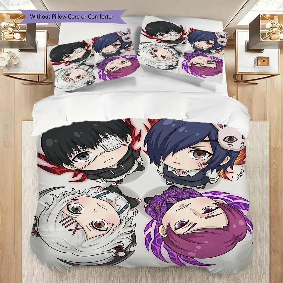 Anime Tokyo Ghoul Themed Duvet Cover Set with Printed Pillowcase Daily Use Fan Gift-kwq398