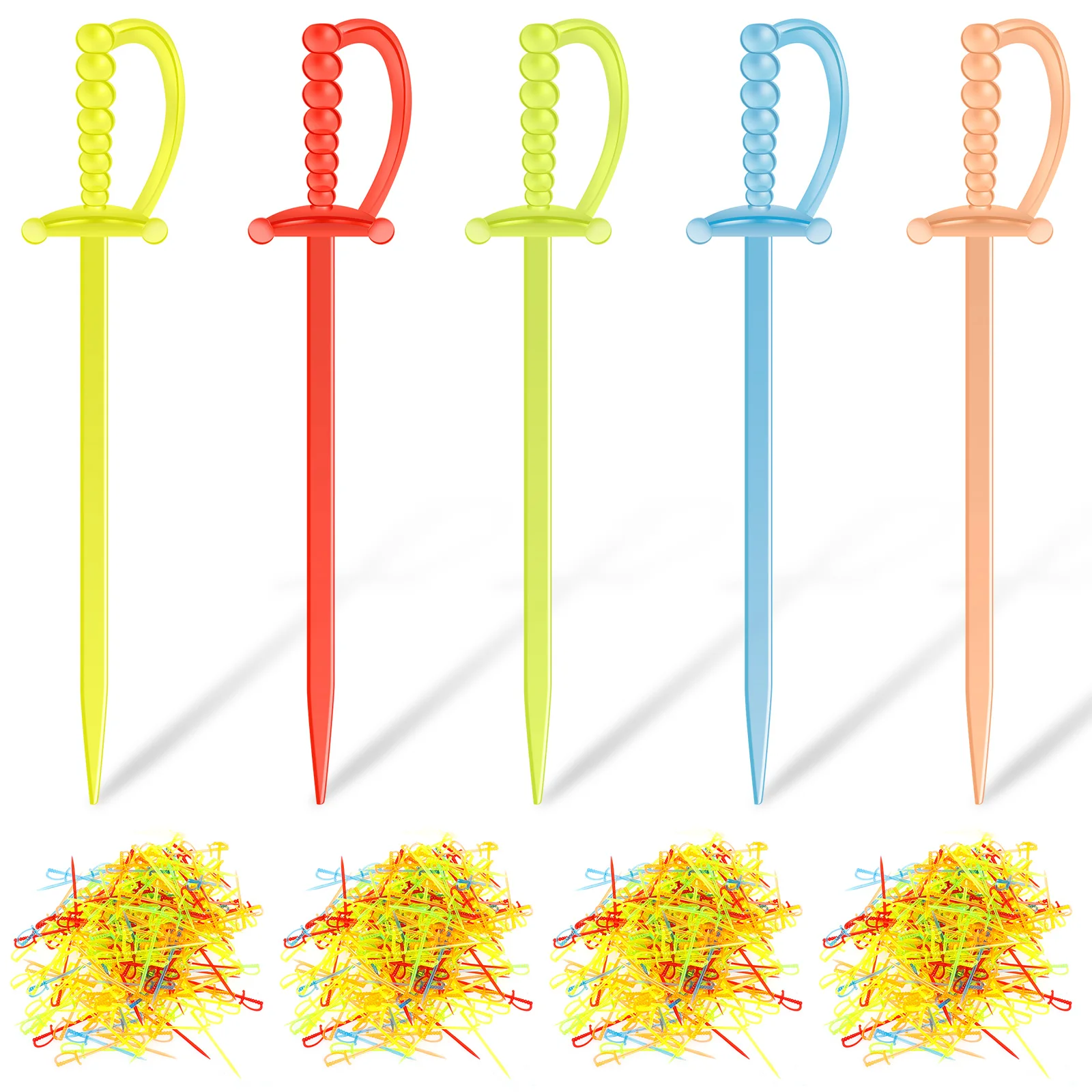 

1200 шт. пластиковый выбор для коктейлей в форме меча, практичный гладкий выбор фруктов, красочный креативный фруктовый шампур для домашней вечеринки, ресторана