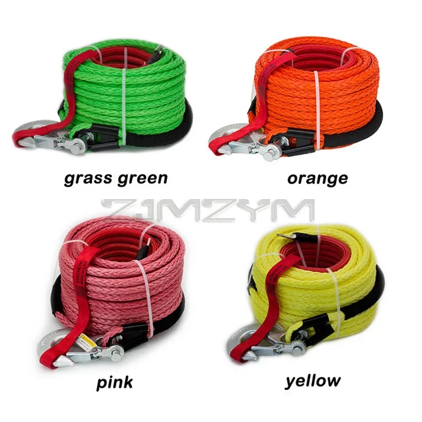 10mm*30m Multicolor Winch Line, Towing Rope, Polymer Synthetic Fiber Rope, Plasma Rope for Off-Road Vehicle Traction