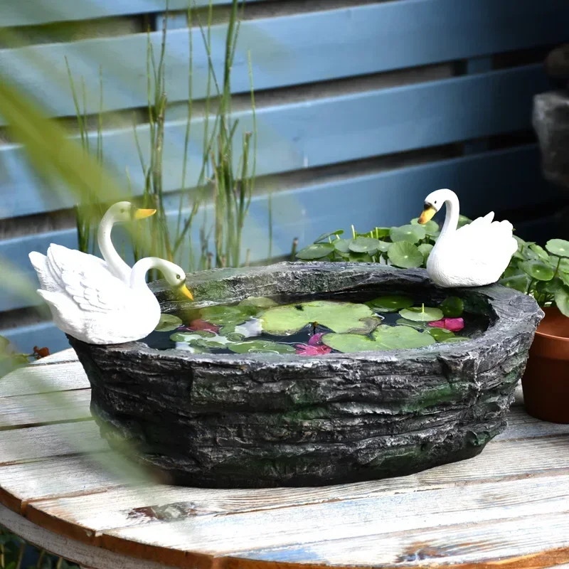 Creative Hydroponic Swan Planter Large-Capacity Penny Grass Pot Garden Decorative Succulent Planter Creative Garden Decorations