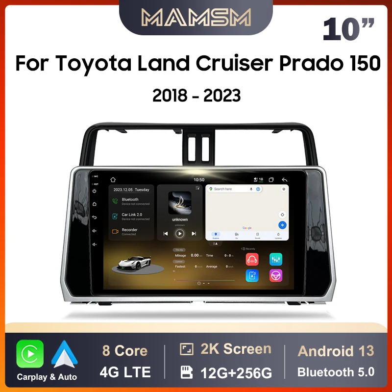 MAMSM Car Radio For Toyota Land Cruiser Prado 150 2018 - 2023 Android 13 Multimedia Video Player 4G GPS Carplay Auto intelligent