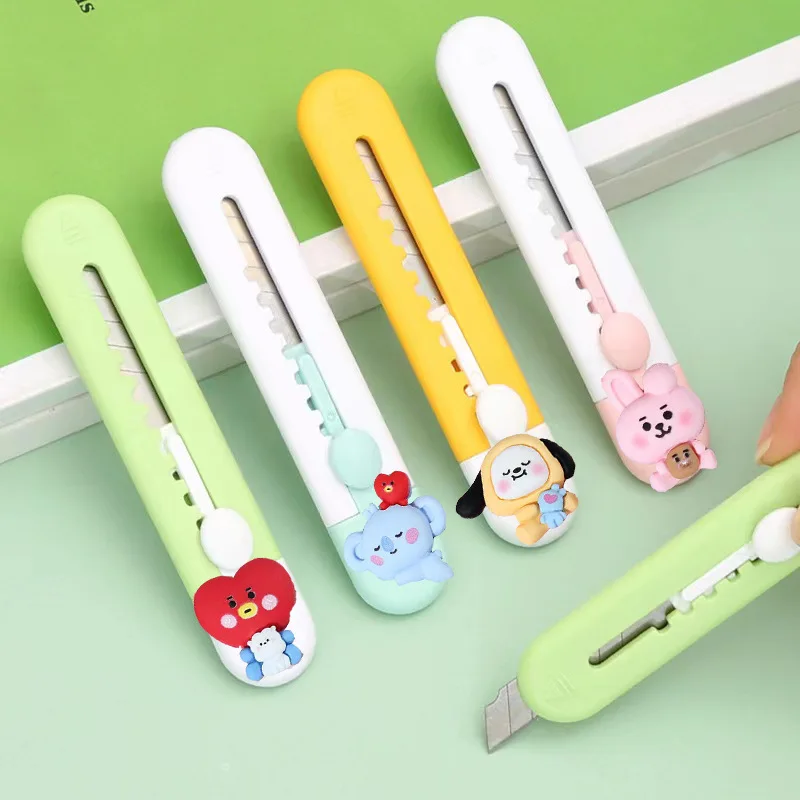 2023 New Kawaii Bt21ed Anime Baby Utility Knife Cute Cartoon Doll Box Cutter Utility Knife