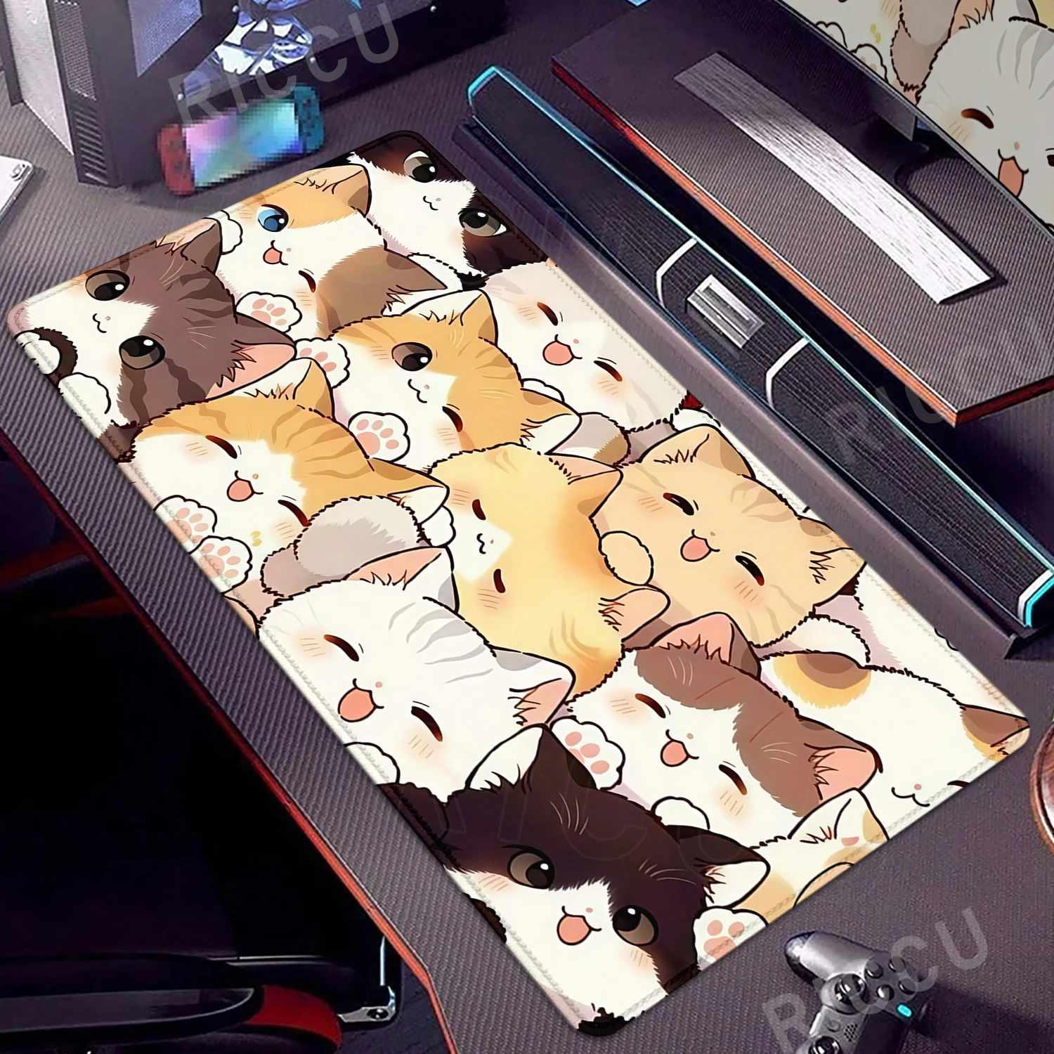 

Милый коврик для мыши с рисунком кота, большой коврик для мыши из натурального каучука, игровой коврик для мыши, коврик для геймера, коврик для клавиатуры для киберспорта, аксессуары для ПК