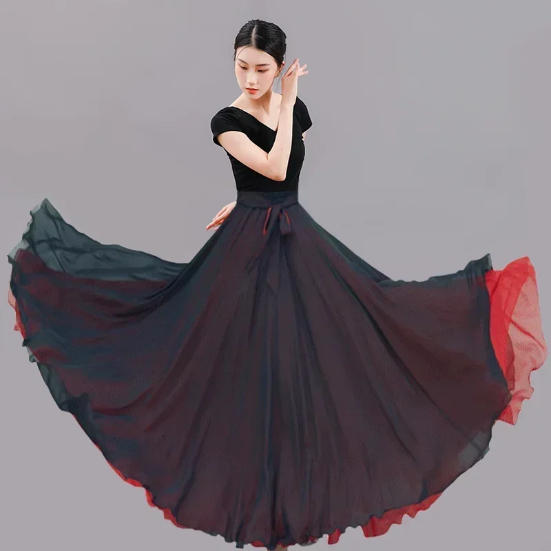 Jupe Flamenco Espagnole Résistante, Vêtements de brev, Ventre Rouge, Gitan, Solide, Flamengo, Performance de Salle de Bal, Costume, 720