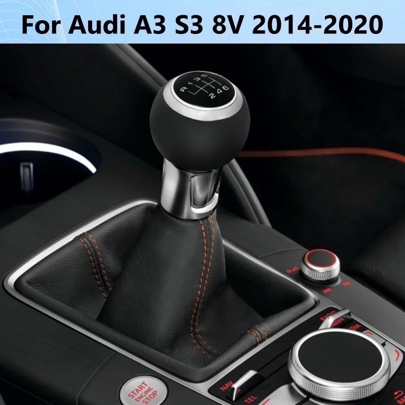 For AUDI A3 8V 2012-2020 Leather Gear Shift Stick Knob 5/6 Speed Handle With Shifter Boot Gaiter Cars Accessories 8V0 863 278