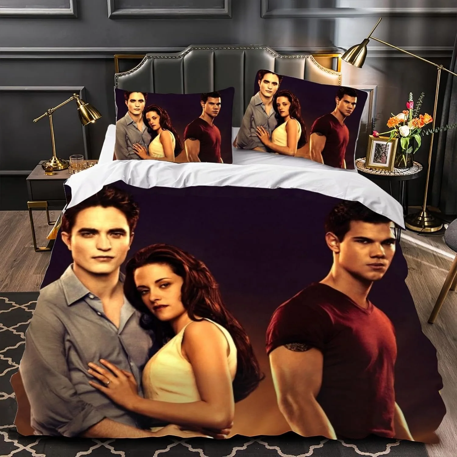 The Twilight Saga Bedding Set Bella Vampire girl Duvet Cover Pillowcase Girls Bedroom Single Double Queen King Quilt Bed Set