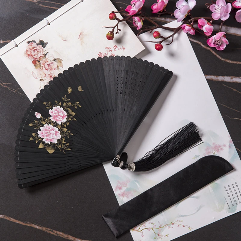 Handheld Foldable Fan, Carved Hollow, Full Bamboo Fan, Elegant Folding Fans for Party, Wedding Dancing Decoration, Chinese Style