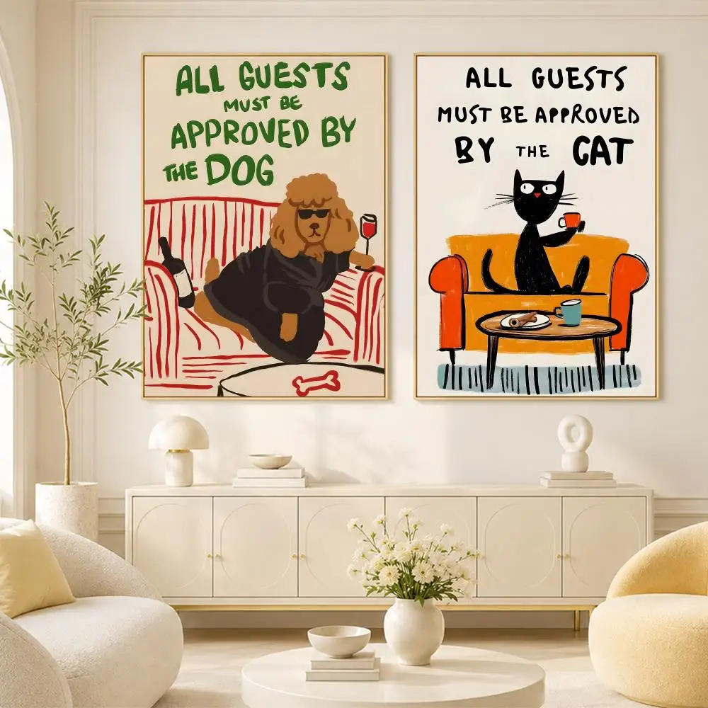 para amantes de gatos y perros funy Poster Room Home Decoration Interior Wall Art Printing Garage Posters Gift