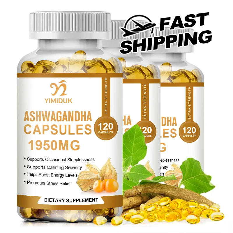 Yimiduk Pure Organic Ashwagandha Extract Capsule 1950mg| Potent Concentrated Extract | Maximum Strength Formula | Non-GMO Vegan