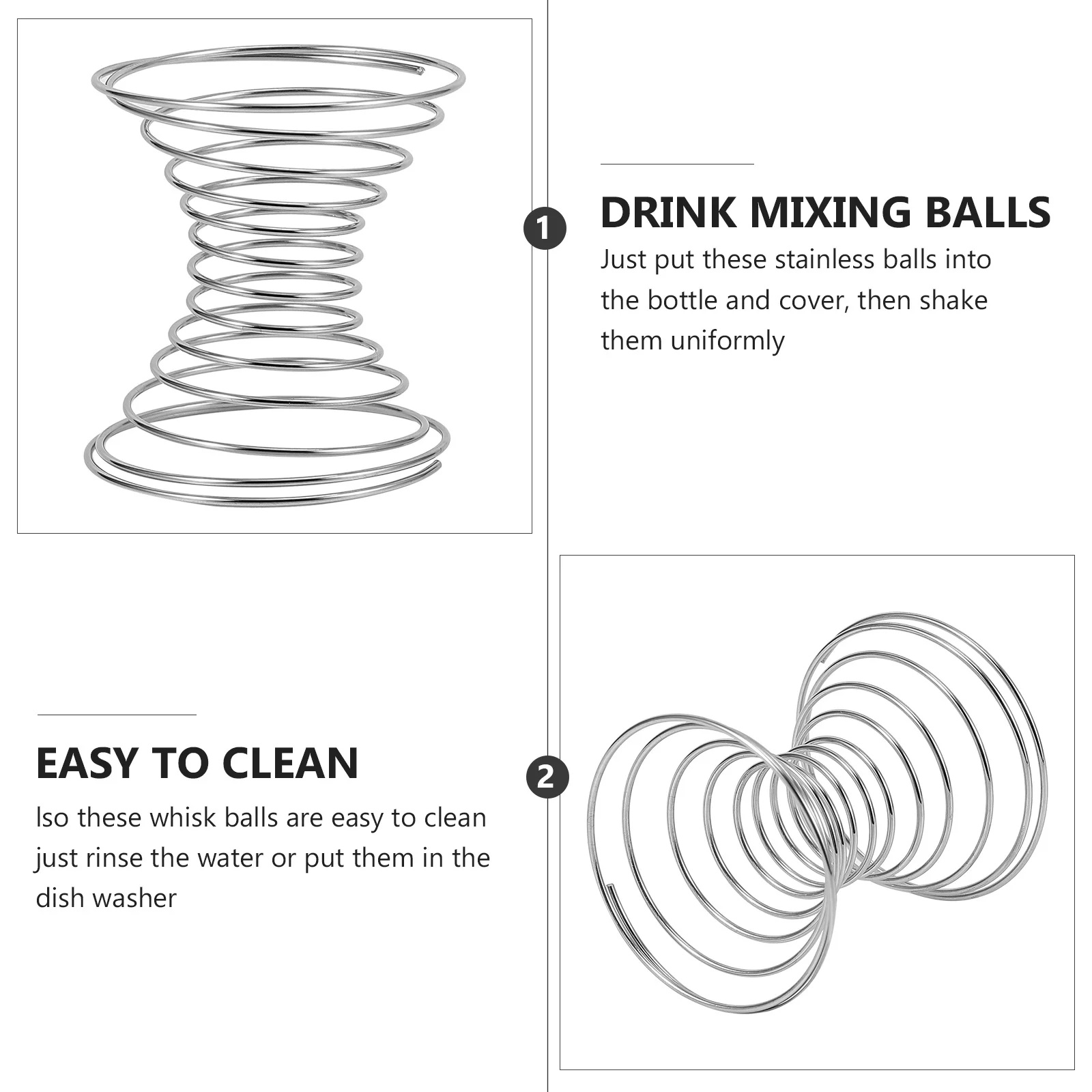 

10 pcs Stainless Steel Spring Balls For Shaker Bottles Mixing Replacement Whisk Ball Household Drink Stirring Tool
