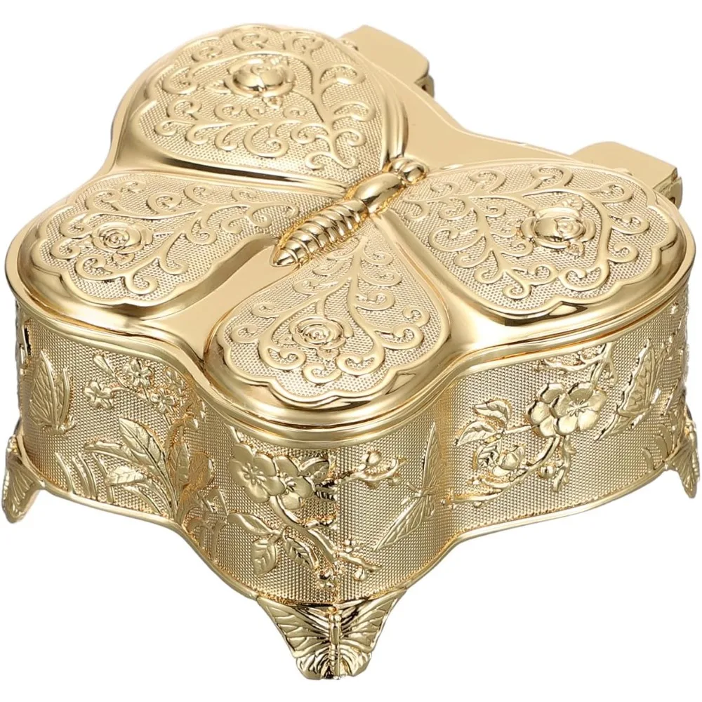 

Vintage jewelry box decoration box, butterfly shaped jewelry souvenir storage box, gold necklace earring holder
