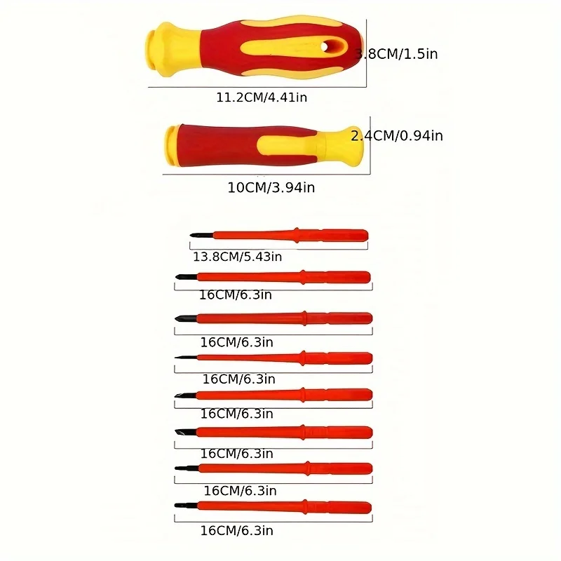 10-in-1 Multi-functional Electrical Insulated Screwdriver Set Cross Screwdriver Screwdriver Household Equipment Screw Kit Kit Ki