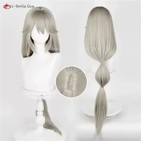 Alexandrina Sebastiane Cosplay Wig 105cm Linen Grey Women Wig Heat Resistant Synthetic Hair Halloween Party Anime Wigs + Wig Cap