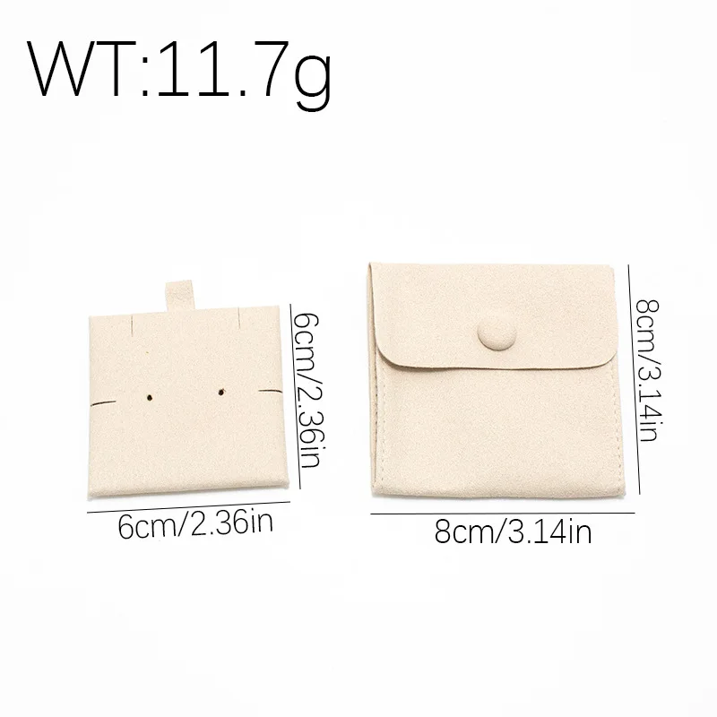 5 PCS Suede Flip Button Jewelry Bag Fashion Microfiber Jewelry Bag with Inner Card Necklace Earrings Dust Storage Bag
