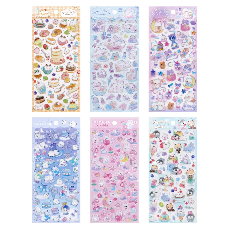 1pcs Random Cute Candy Color Animals Flash Decor Stickers Scrapbooking Diy Journaling Cute Stationery Diary Sticker Gift Prizes