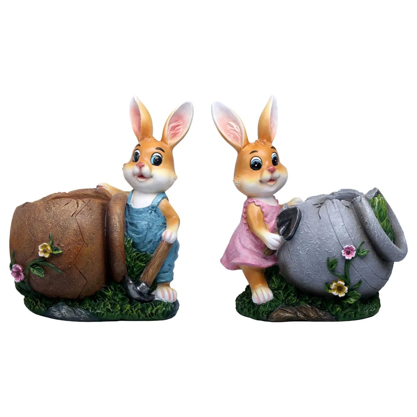 

Статуэтка кролика-кашпо из смолы, пасхальное украшение, милый садовый декор, кашпо в виде животного для дома, газона, патио, стола, полки