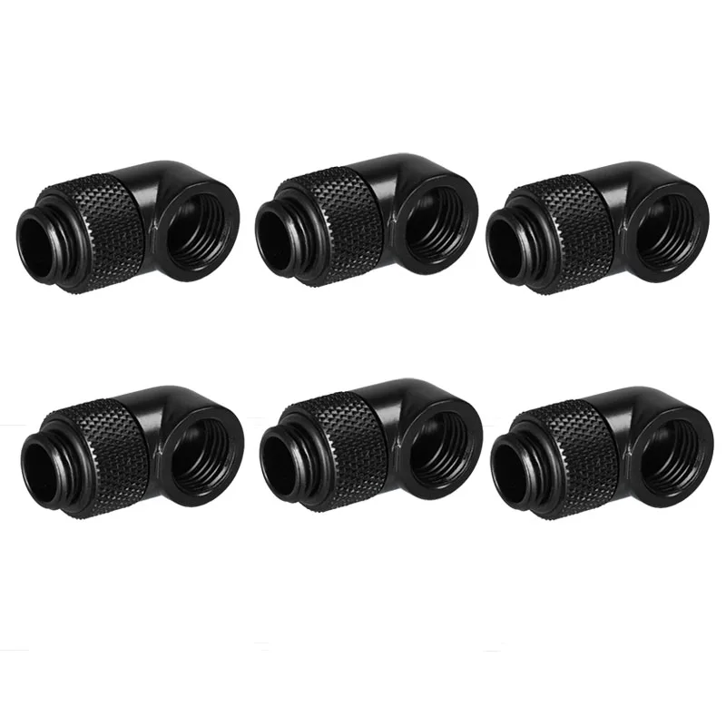 

PC Water Cooling 90 Degree Rotating Fittings Female To Male F-M Hard Tube Pipe Fitting G1/4'' Connector Black/Silver 2/4/6/8PCS