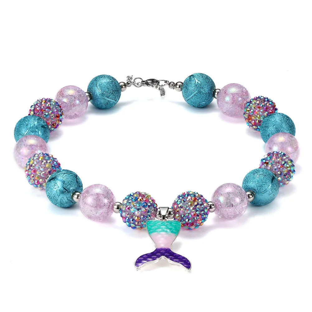 Collier de perles bijoux enfant anniversaire fille pendentif bébé chaîne gros cadeau colliers