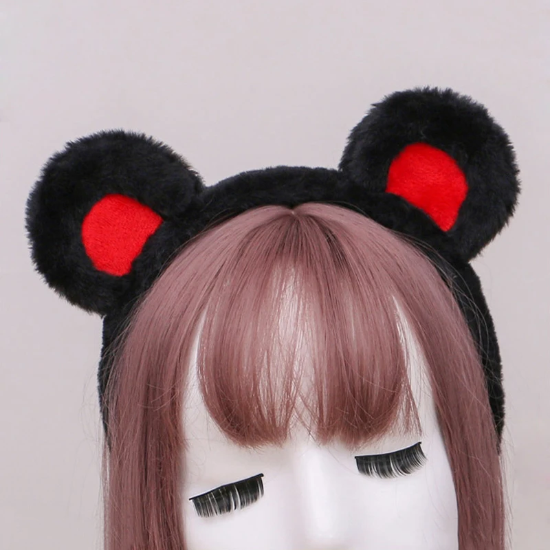 Cute Bear Ear Hair Hoop Headband for Women Girls Furry Plush Animal Ear Hair Band Anime Cosplay Headwear Hair Accessories