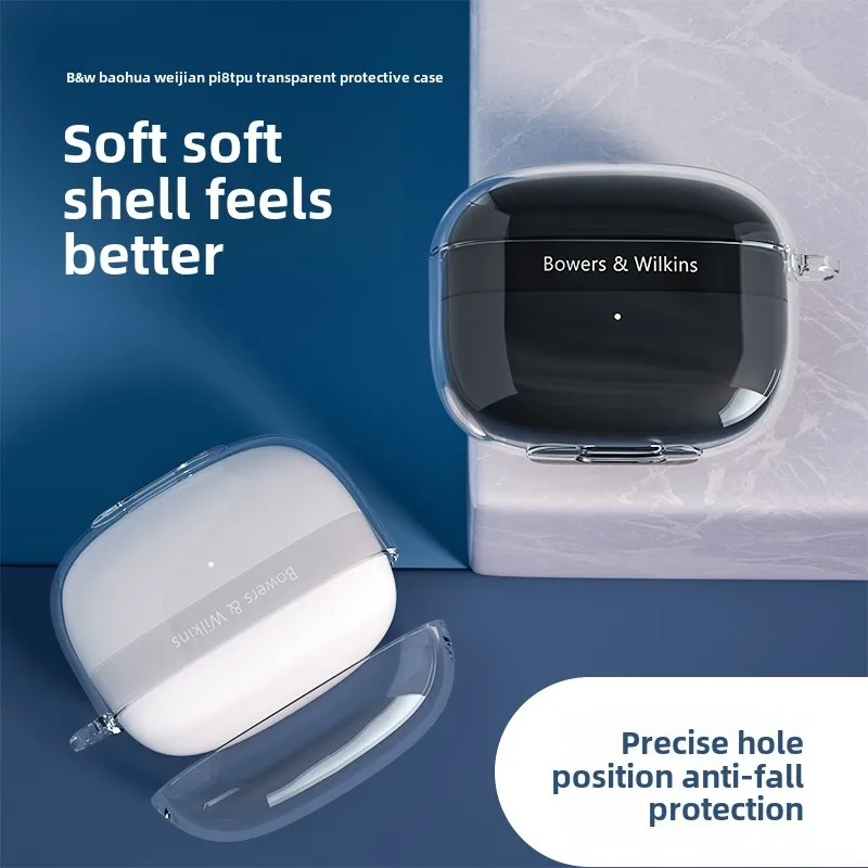 Clear Case for Bowers & Wilkins Pi8 Pi6 Protective Transparent B&W TPU Covers Bluetooth Earphone Shell Headphone Portable Shell