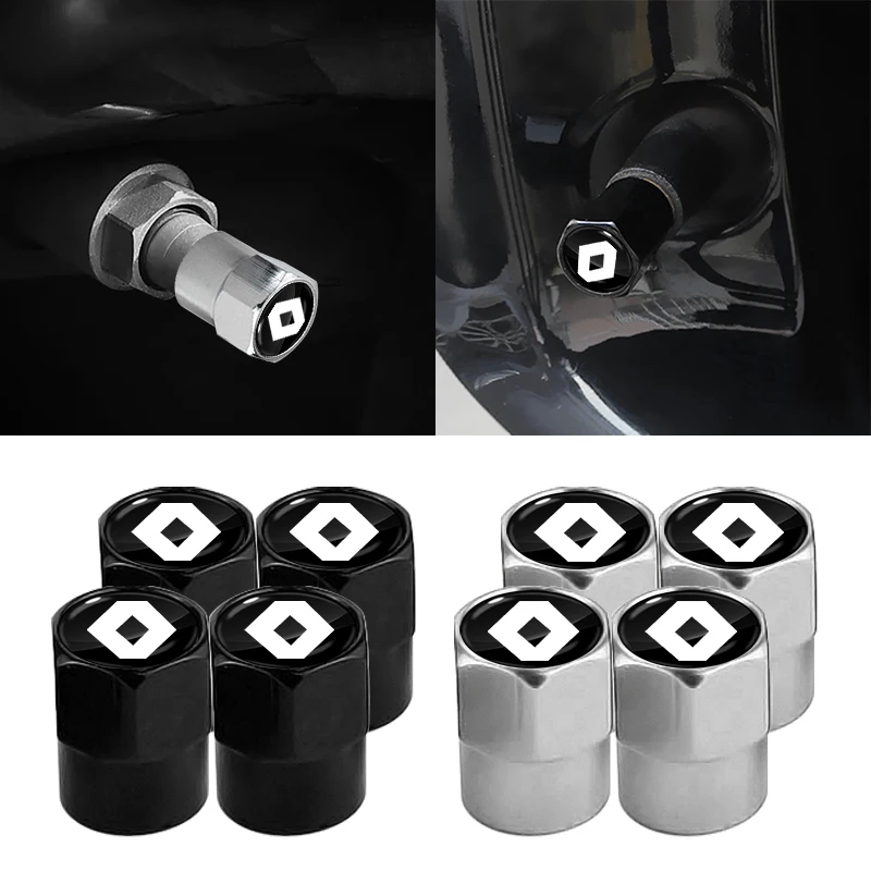 New 4Pcs Car Wheel Tire Valve Caps Air Stem Covers Accessories For Renault Koleos Clio Laguna 2 Megane 2 3 Duster Logan Captur