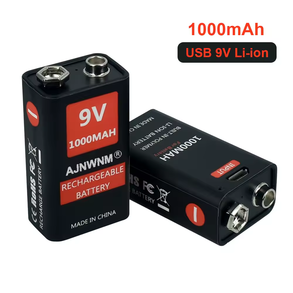 9V 1000mAh li-ion Rechargeable battery Micro USB Batteries 6F22 9v lithium for Multimeter Microphone Toy Metal Detector KTV use