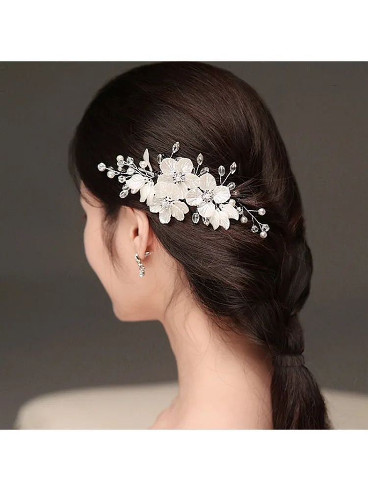 Coiffure de mariée pour fête de mariage, pince à fleurs en perles à motifs de coquille blanche, accessoire pour cheveux de tempérament élégant, pince à cheveux populaire