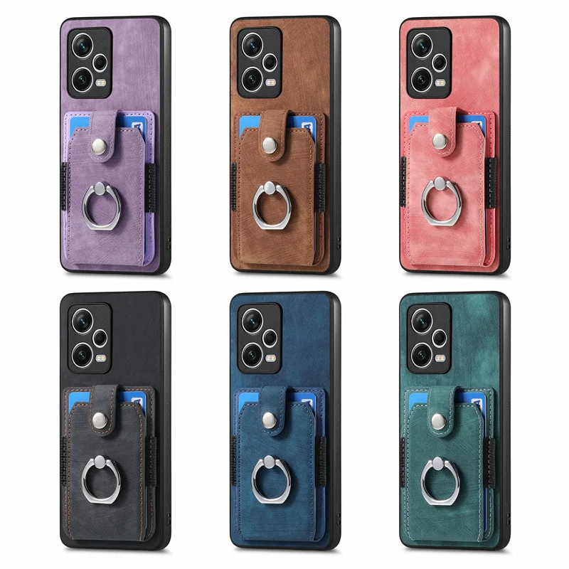 Для Redmi Note 12 4G кожаный кошелек с слотом для удостоверения личности, кольцевой держатель, чехол для Redmi Note 12 Turbo 12R 12 Pro Plus, противоударный чехол-подставка