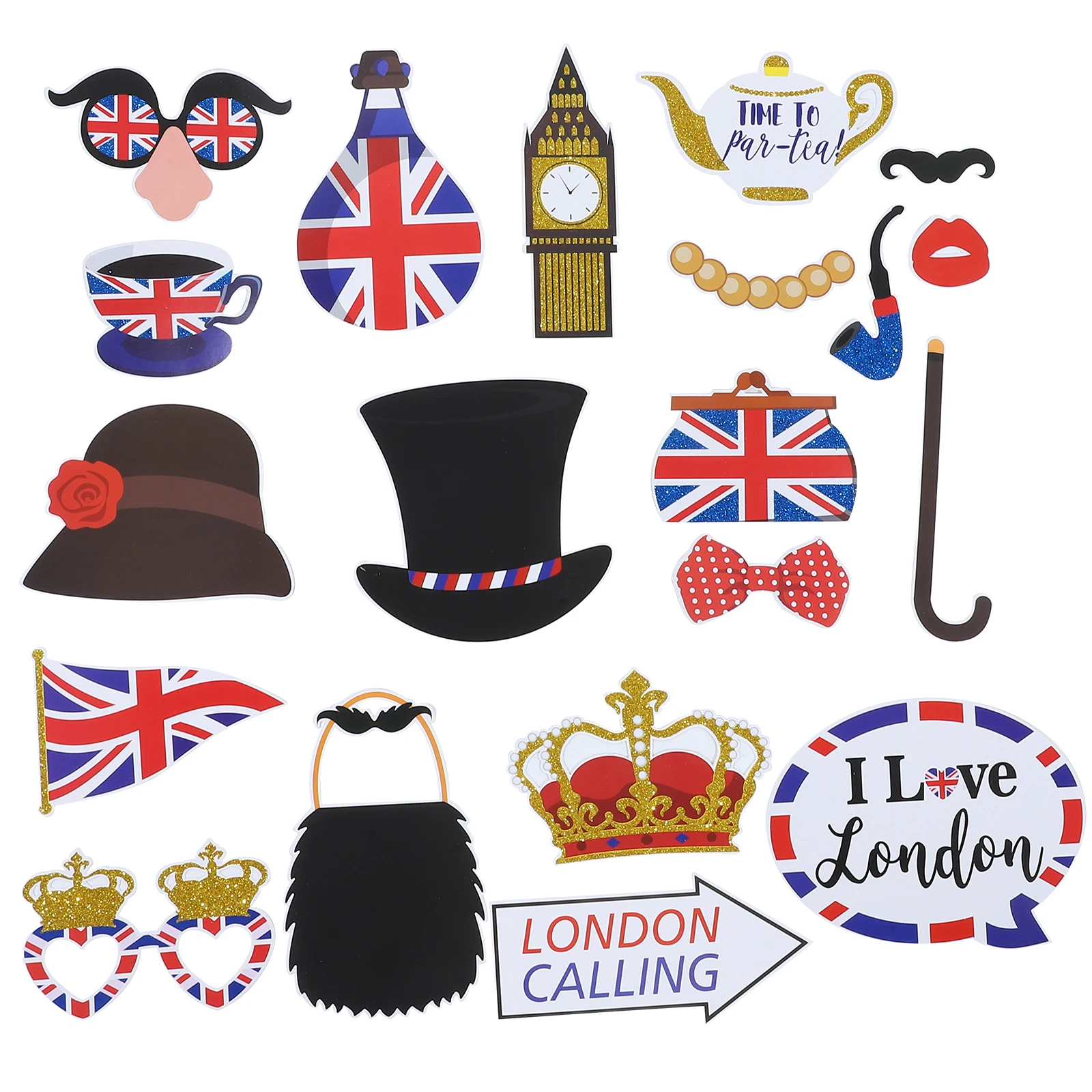 

20Pcs British Photo Props England Selfie Props Funny Party Decor Portable Lightweight Picture Taking Tools Party Photo Prop