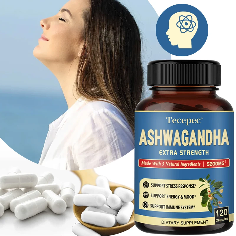 5-in-1 Premium Ashwagandha Capsules + Turmeric, Rhodiola Rosea, Ginger, Black Pepper - Supports Energy, Mood and Immunity