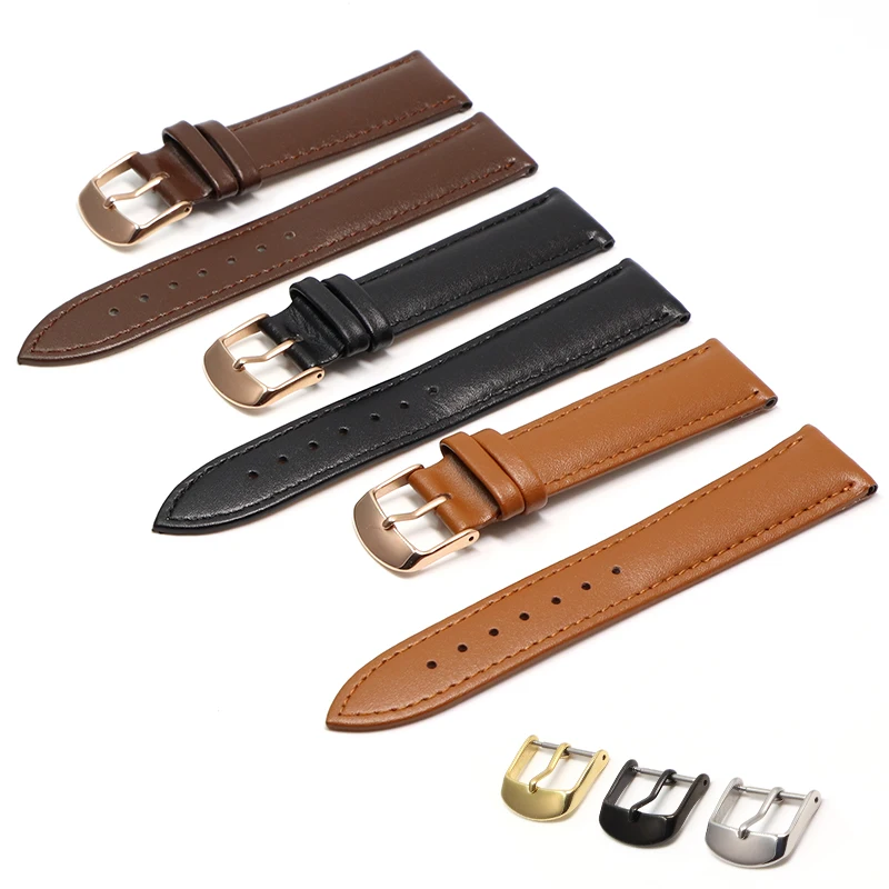 Brown Leather Bracelet With Rose Gold Clasp Bracelet 18mm 20mm watch band 22mm watch Strap For All watch