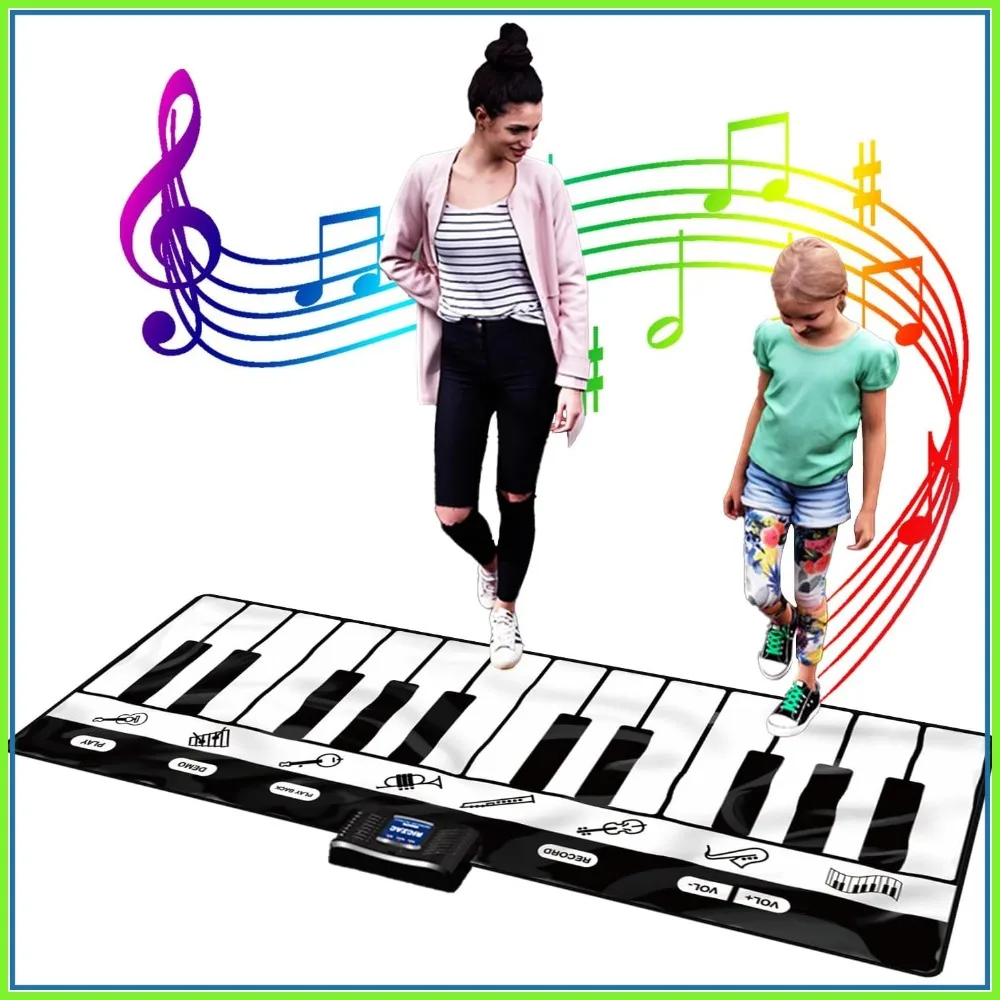 

6ft Piano Mat,Floor Keyboard Playmat:24 Keys,10 Demos,8 Instrument Sounds,Record&Playback,Musical Toy Gift for Age 3-9