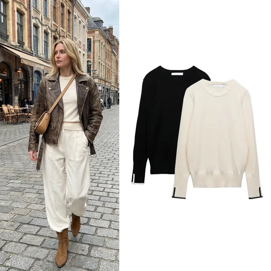 Autumn Winter New Sle Women's Commute Casual round Ne Basic Knitwear Sve Opening Design Woolen Long Sve Sweater