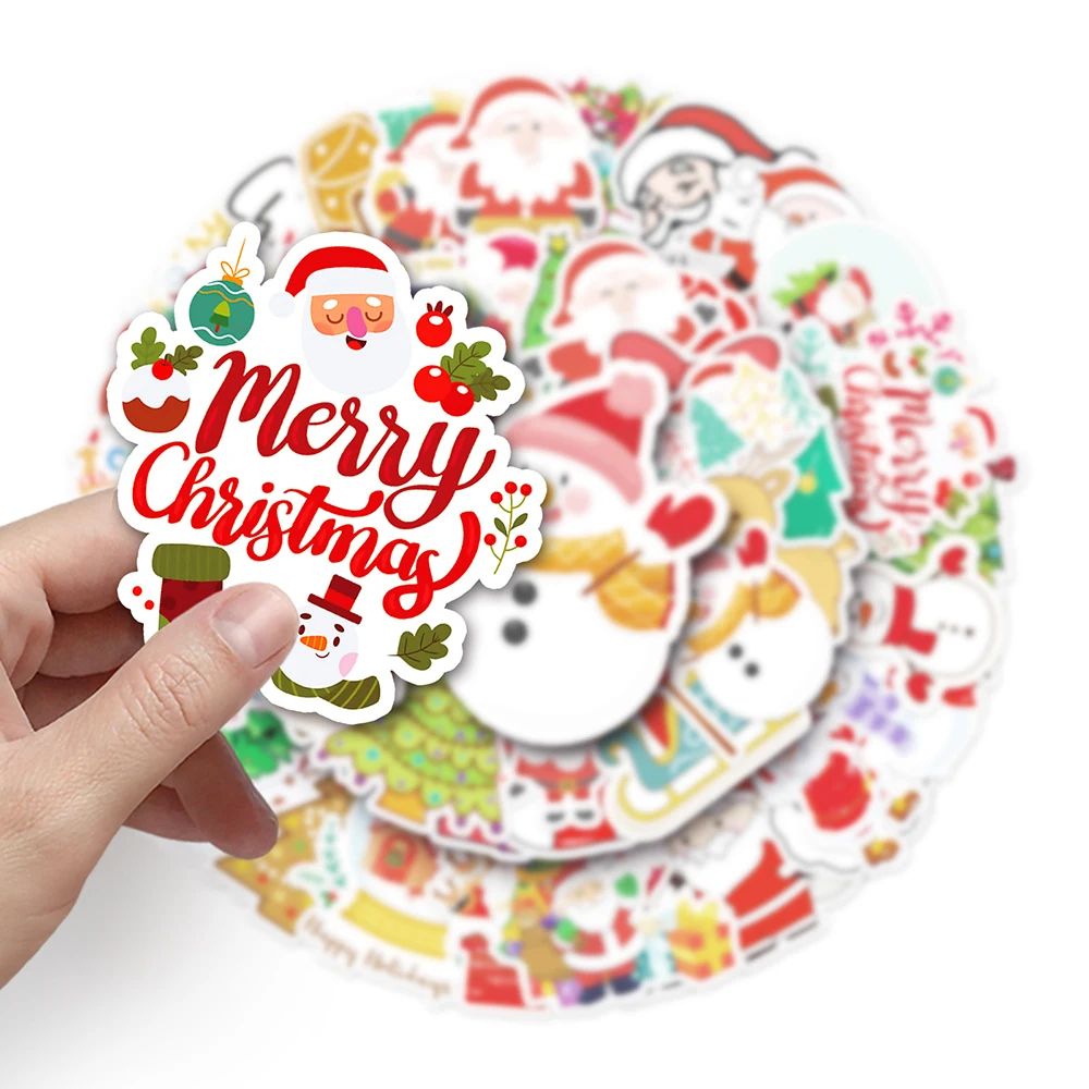 

10/30/50pcs Kawaii Christmas Theme Cartoon Stickers Cute Santa Claus Festival Decals Notebook Phone Guitar Laptop Sticker Decor