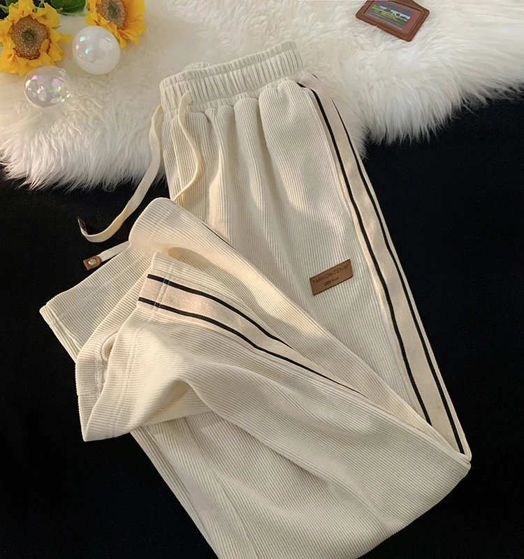 

Мужские вельветовые брюки на подкладке Fce, осень-зима, свободные прямые брюки, повседневные спортивные длинные брюки, модная цветная блузка