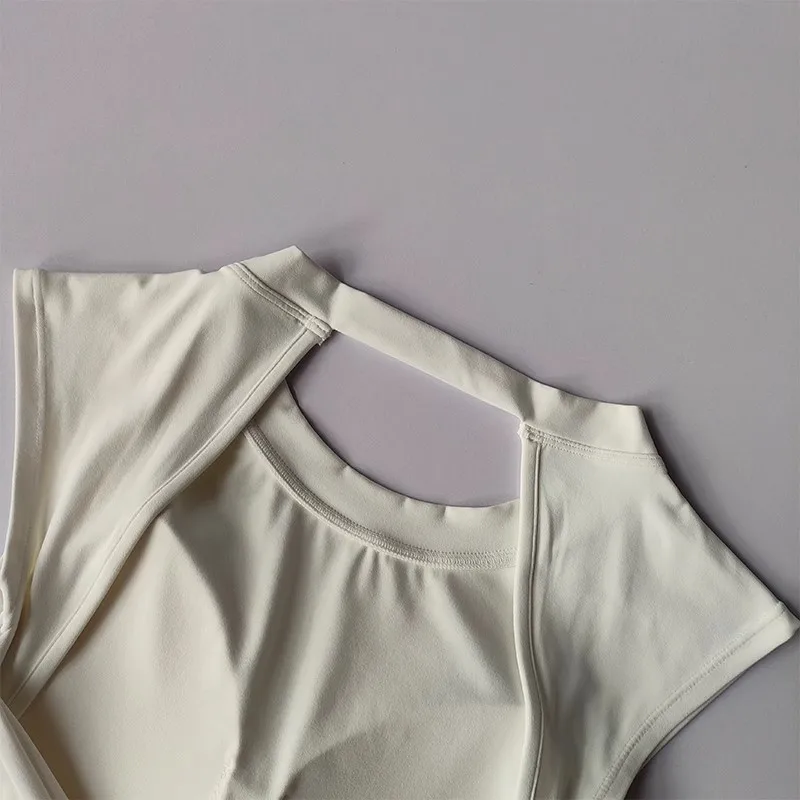 Sexy Short Backless Fixed Chest Pad Sports T-shirt Vest Women's Tight Fitting Quick Drying Slimming Yoga Suit Top Clothing image 5