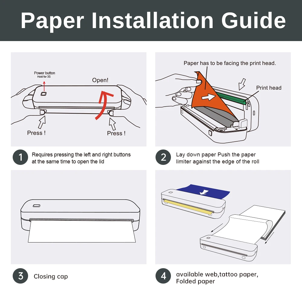 Marklife Thermal Inkless Printer A4&Tattoo Maker Mini Portable Bluetooth Wireless Used For School Office Small Business Machine