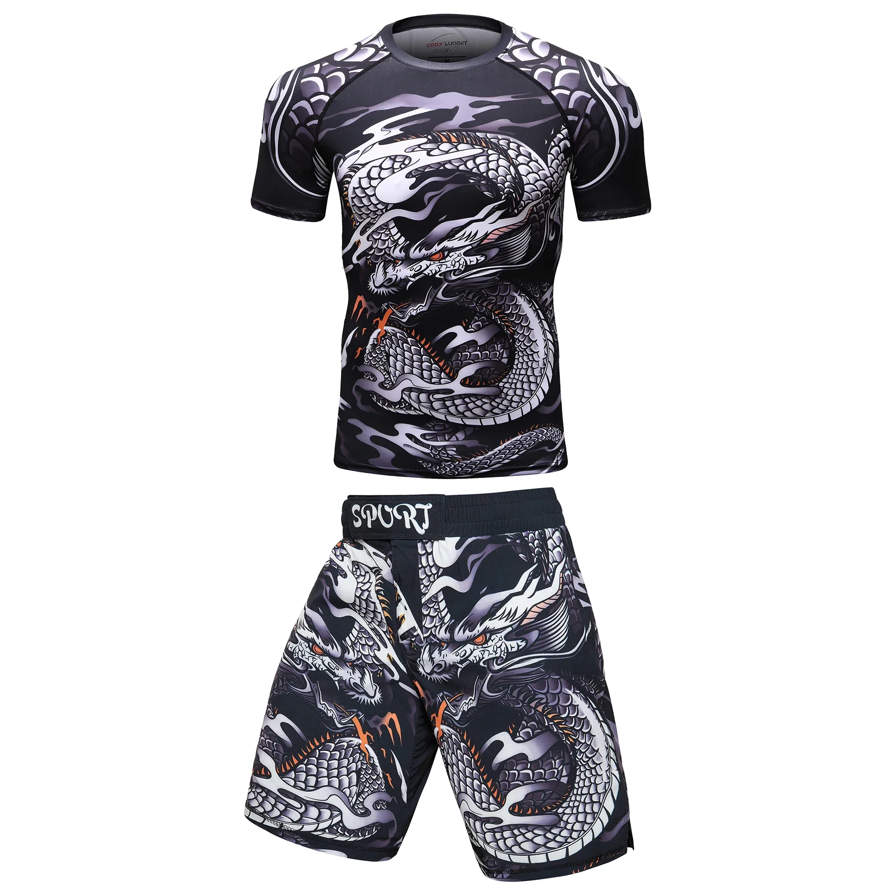 Two Sets of Sportswear, Bjj Jiu Jitsu Gi Rashguard + MMA Shorts, Muay Thai Pants, Cool Boxing Suit, Running Suit, Fitness Suit