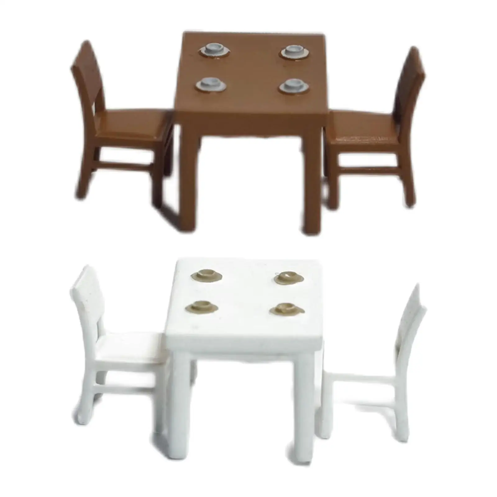 3 Pieces 1:64 Dollhouse Furniture Miniatures Furniture Set Table and Chair Model