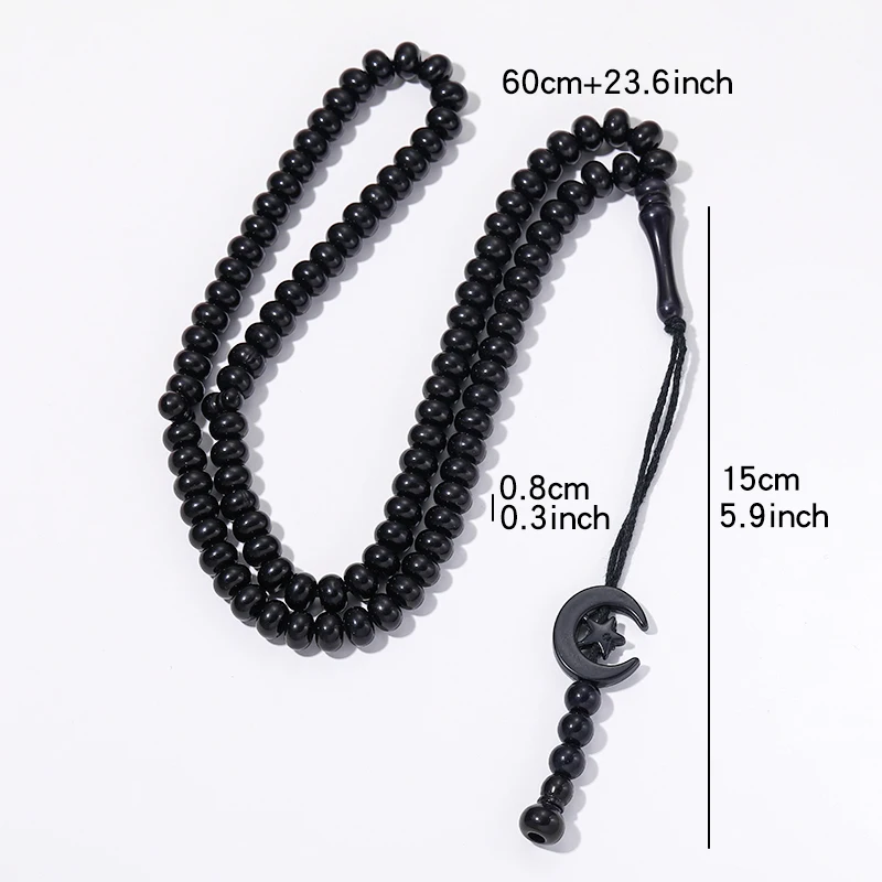 Muslim Rosary Beads Ramadan Eid Gifts Islamic Prayer Acrylic 99 Pieces Beads Arab Ethnic Style Moon Star Tassel Bracelet Jewelry