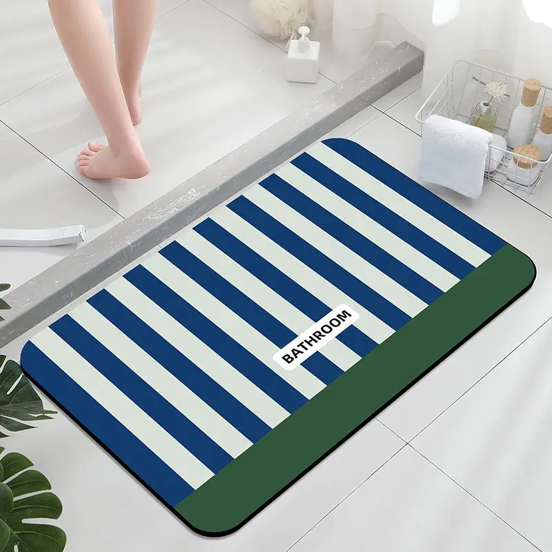 Home bathroom, shower room, long strip, special mat for diatom mud, absorbent, anti-slip stripes, simple and eye-catching style