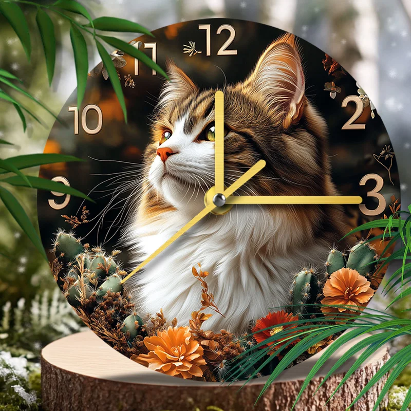 Maine Coon Cat Pet Clock Unique Pet Memorial Gift - Ideal for Home Décor & Christmas Gift