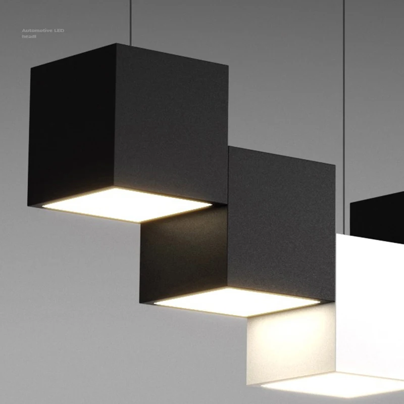 البساطة الأوروبية تصميم مكعب روبيك الأسود الثريا ارتفاع السقف بريق قابل للتعديل، التطبيق مع RC عكس الضوء لغرفة المعيشة