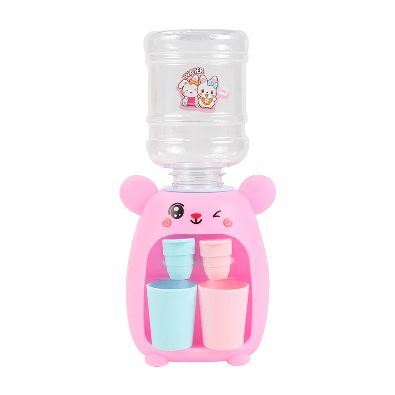 Mini Water Dispenser for Children Cute Cold/Warm Water Juice Milk Drinking Fountain Simulation Cartoon Kitchen Toys for Kid Gift