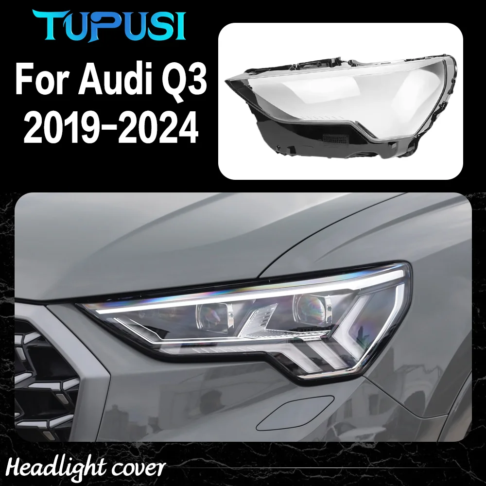 

For Audi Q3 2019 2020 2021 2022 2023 2024 Headlight Cover Transparent Lampshade Headlamp Shell Replace Original Lens Plexiglass