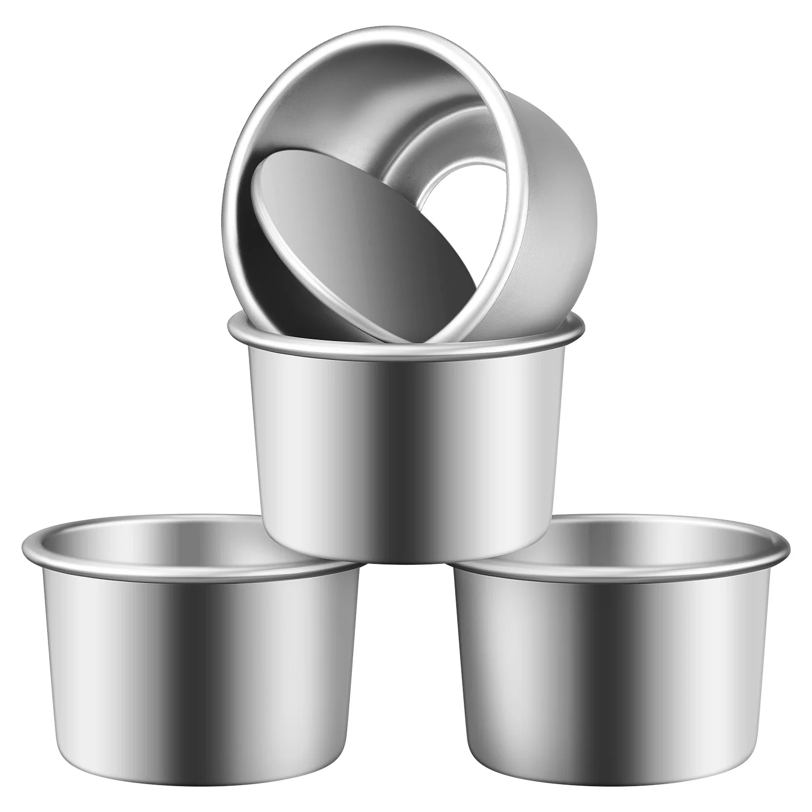 

4Pcs Round Cake Tins Detachable Base Aluminum Alloy Baking Pans Small Molds for Baking Chiffon Mousse Cheesecake